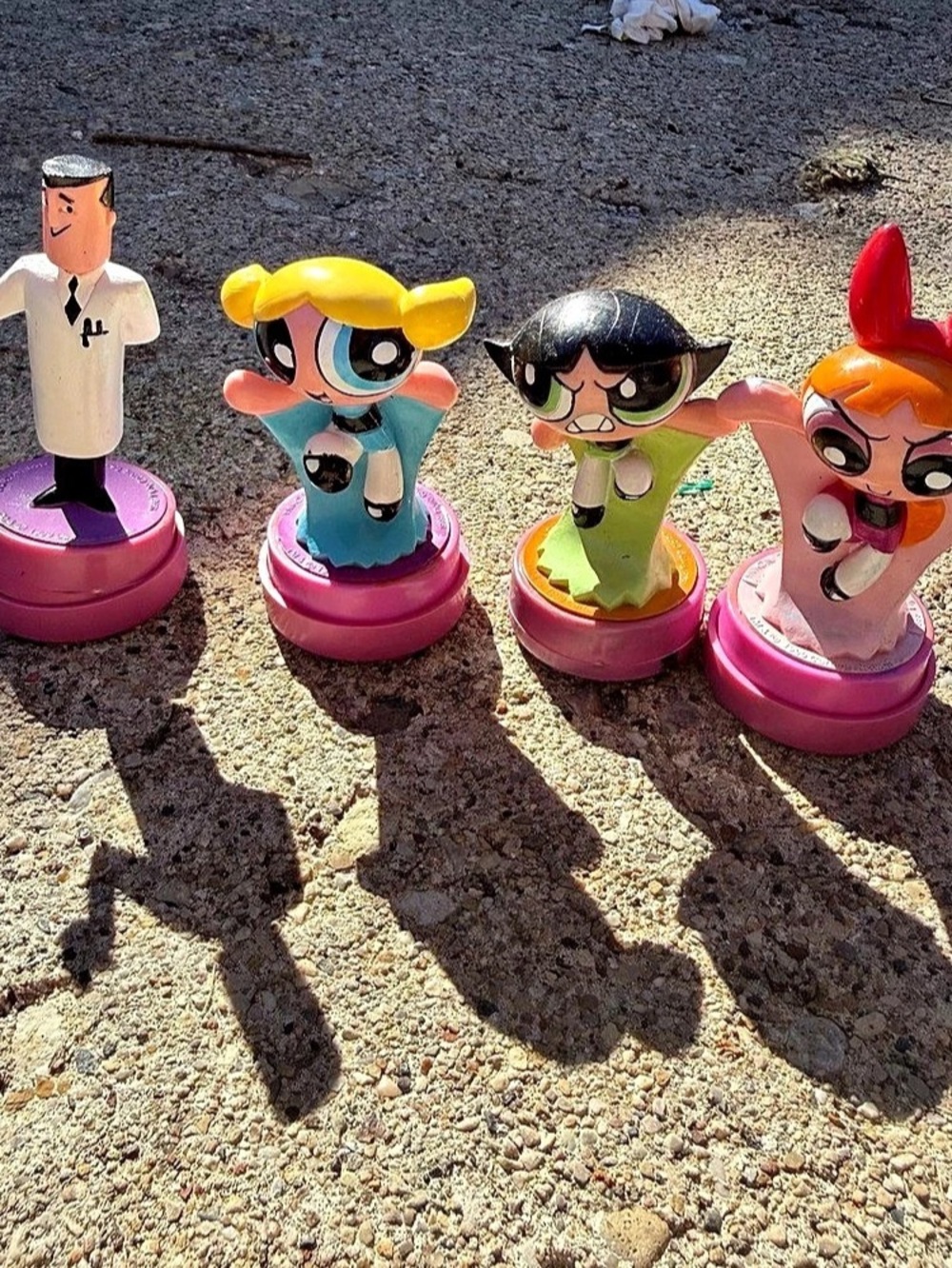 Vintage 1999 Powerpuff Girls Ink Stampers Set Blossom Bubbles Buttercup Professo